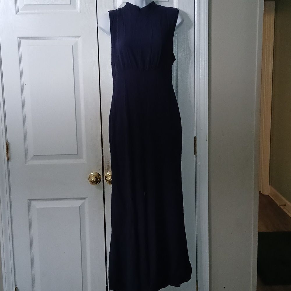Mi Ami navy blue sleeveless classy casual business jumpsuit  Sz XL EUC